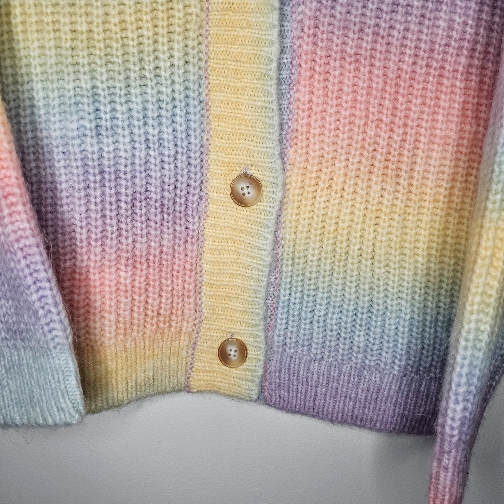 NWT Blank NYC Oversized Chunky Knit Pastel Rainbow Cardigan Sweater Size XL - Picture 6 of 9
